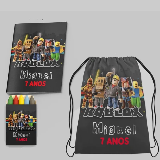 Kit Mochila e Revista de colorir para lembrancinha ROBLOX