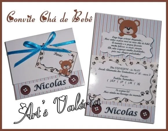 Convite Chá De Bebê Ursinho