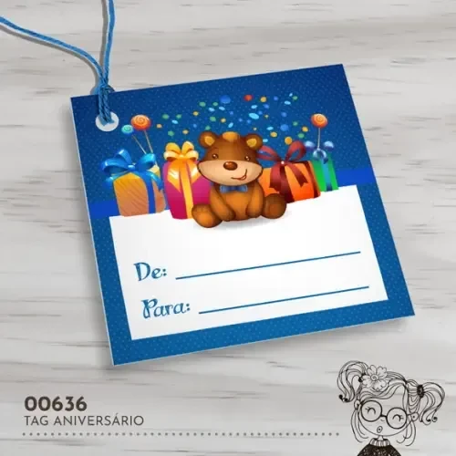 Tag Quadrada Feliz Aniversário - 00636