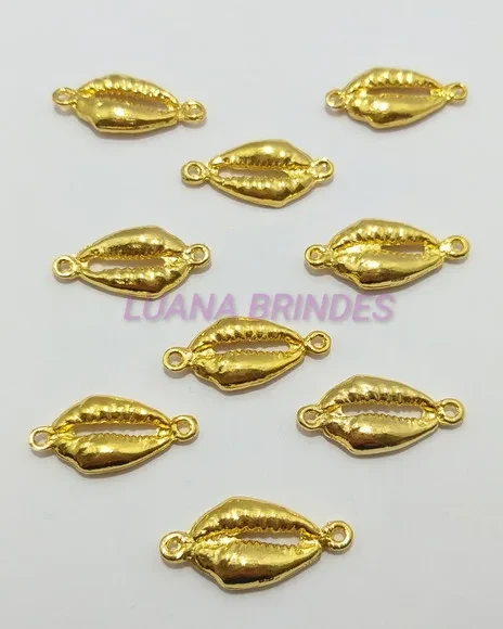 Entremeio Búzios de Metal Dourado - 1cm - Pct C/9 Unid