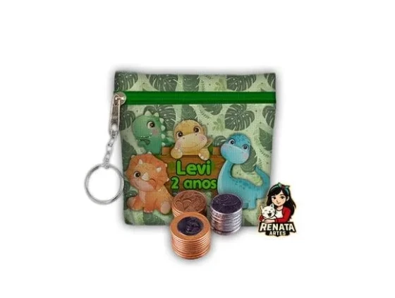 Chaveiro Porta Moedas Personalizado Dinossauro Baby