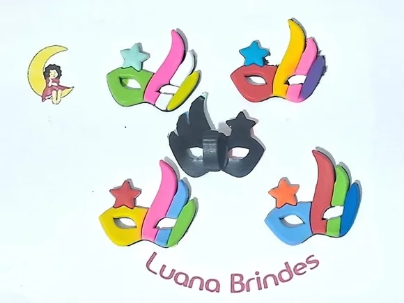 Pins para Cadarço Mascara Carnaval Emborrachado Pacote com 5