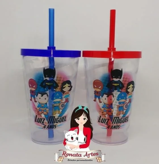 Copo com Canudo 500ml Herois Baby