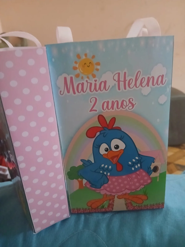 Sacolinha personalizada para lembrancinhas Galinha pintadinha rosa