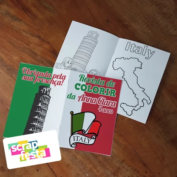 Revista Colorir + Lápis de Cor Festa Itália