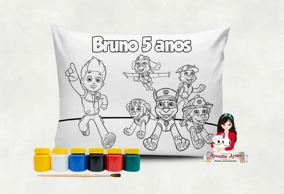 Almofada com Tinta para Colorir Patrulha Canina