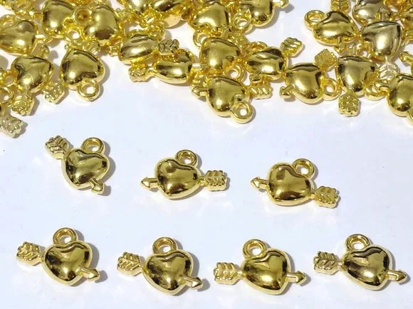 Pingente Coração Cupido 15mm Abs Pacote com 50 Unidades