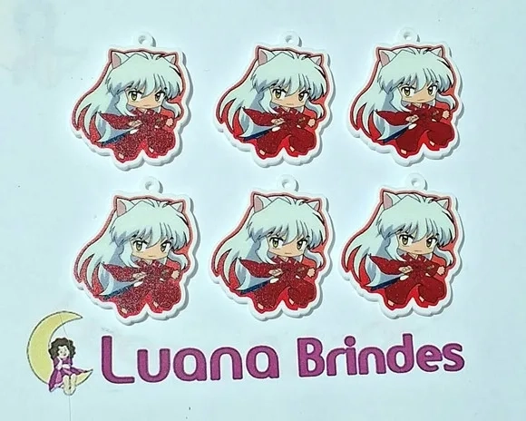 Pingente Inuyasha Anime Acrílicouv 4cm Pacote com 5 Unidades