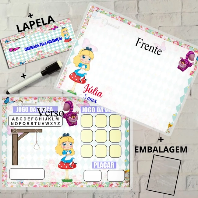 Lousa Magica Personalizada para lembrancinhas da Alice no Pais das Maravilhas