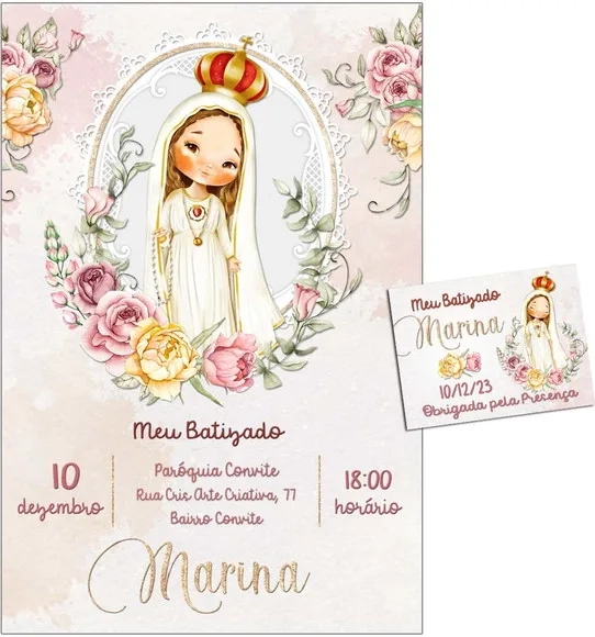 Convite Digital C/tag Batizado Nossa Senhora de Fátima
