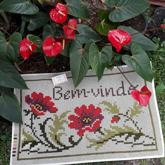 Tela pintada para bordar tapeçaria - Talagarça grossa