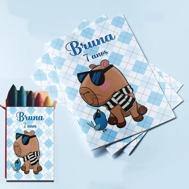 Revista para colorir  com Giz de cera Capivara