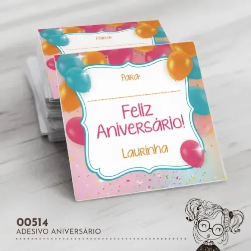 Adesivo Quadrado Feliz Aniversário - 00514