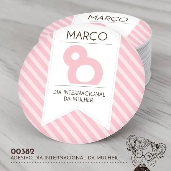 Adesivo Redondo Dia Internacional da Mulher - 00382