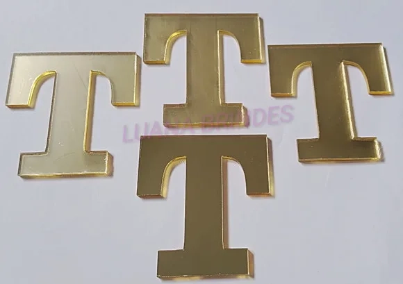 Aplique da Letra T em Acrílico Espelhado Dourado - 5cm
