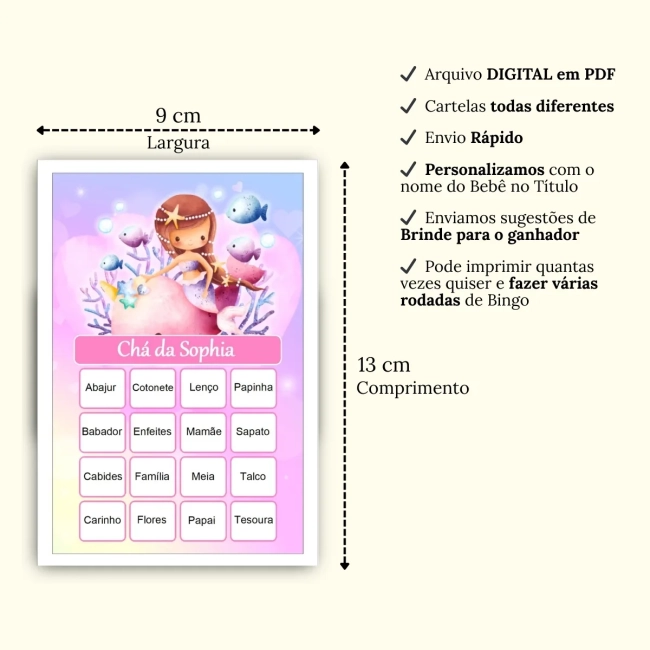 Bingo Chá de Bebê Menina Pdf Para Imprimir