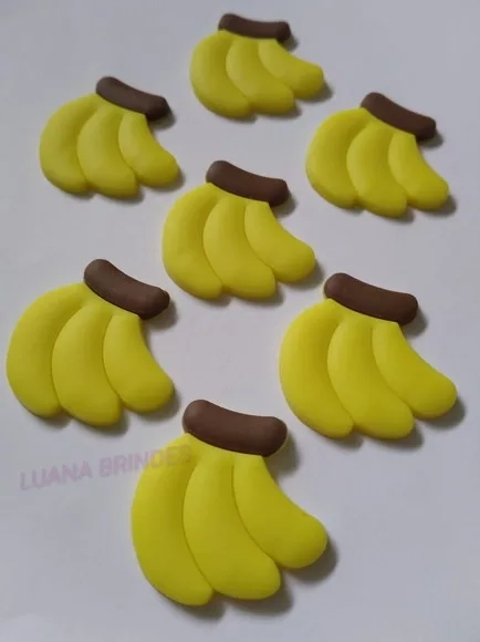 Aplique Banana e Melancia de Borracha - Pct C/8 Unid