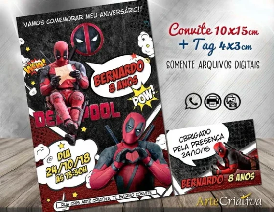 CONVITE DIGITAL C/TAG DeadPool
