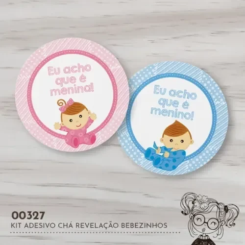 Kit Adesivos Redondos Chá Revelação - 00327