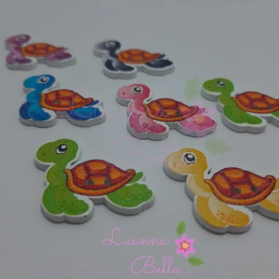 Aplique Botão de Madeira Tartaruga - c/ 7 unidades