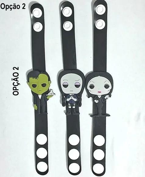 Pulseira Wandinha Emborrachada 19cm Pacotes com 3 Unidades
