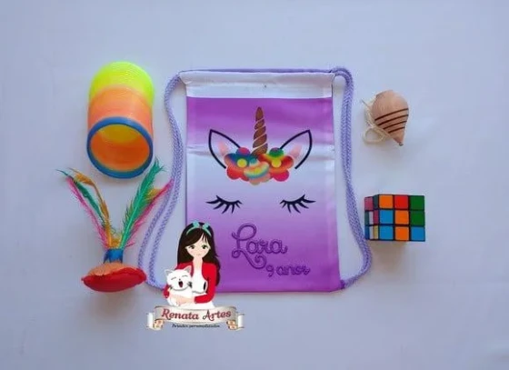 Mochila Brinquedos Retrô Tema Unicórnio Lilás