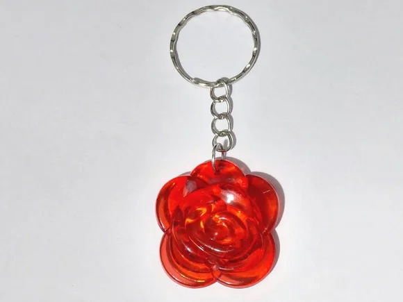 Chaveiro Rosa Vermelha 3,5cm Acrílica Pacote com 10 Unidades