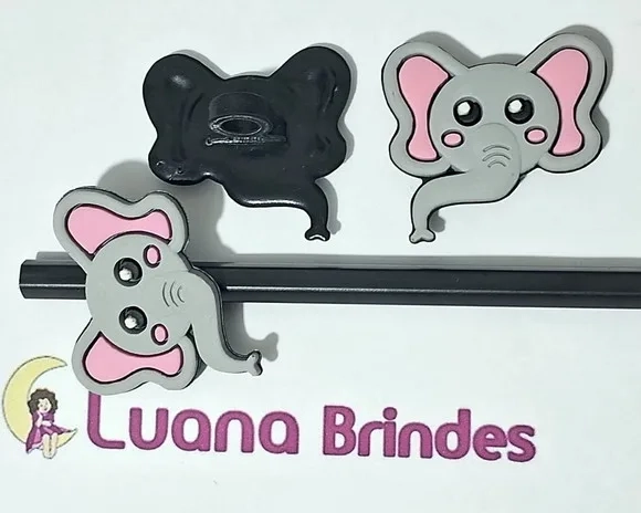 Ponteira P/lápis Elefante Emborrachado 3,5cm Pcts C/6 Peças
