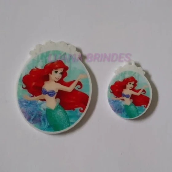 Kit Princesa Ariel Aplique e Pingente Acrílico 3 Kits