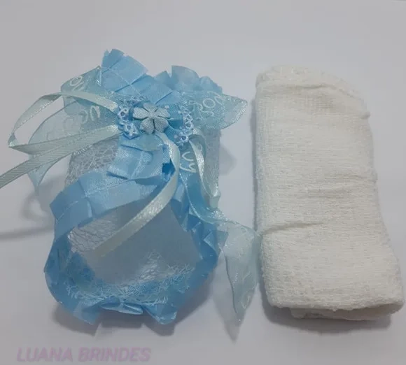 Lembrancinha Azul para Bebê com fraldinha - pct c/3 unidades