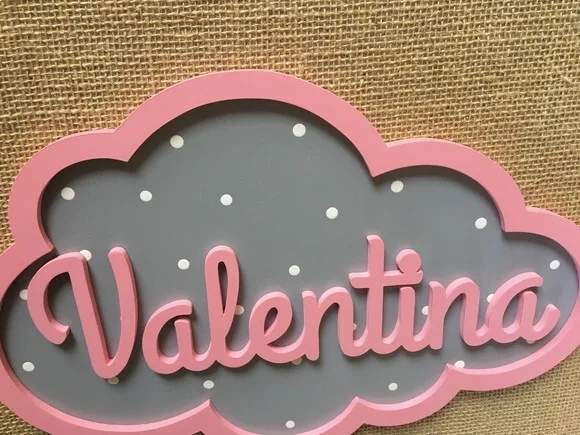 PORTA DE MATERNIDADE NUVEM COM NOME