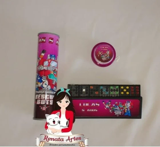 Kit Jogos Personalizado Transformers Rescue Bots Rosa