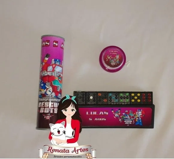 Kit Jogos Personalizado Transformers Rescue Bots Rosa
