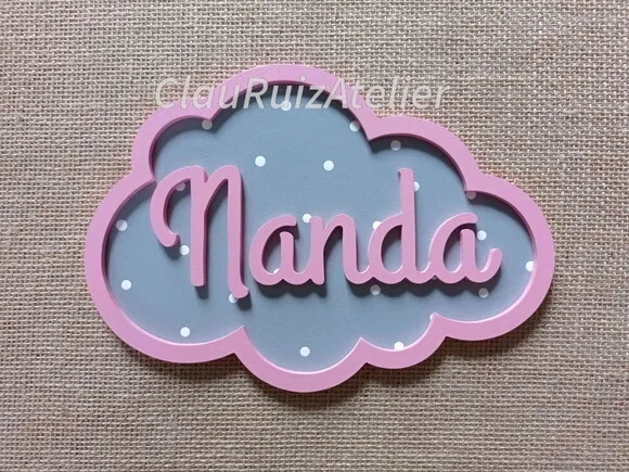 PORTA DE MATERNIDADE NUVEM COM NOME