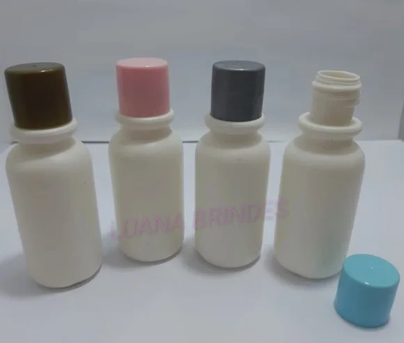 Frasco Branco Pvc 30ml C/tampas Coloridas Lisa-pct C/10 Unid