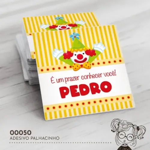 Adesivo Quadrado Palhacinho - 00050