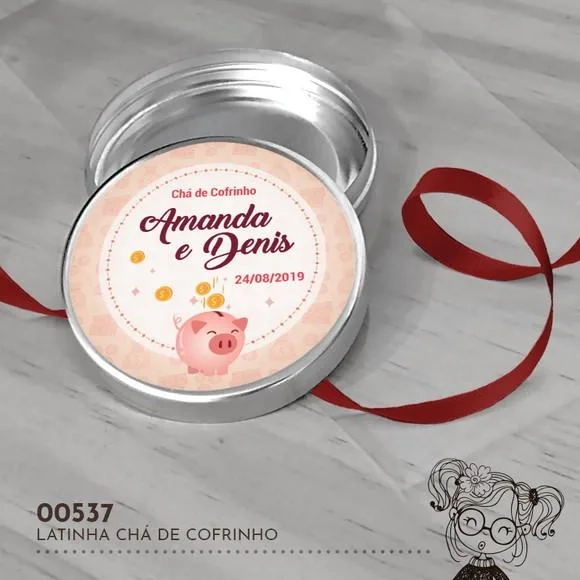 Latinha Adesivada Chá de Cofrinho - 00537