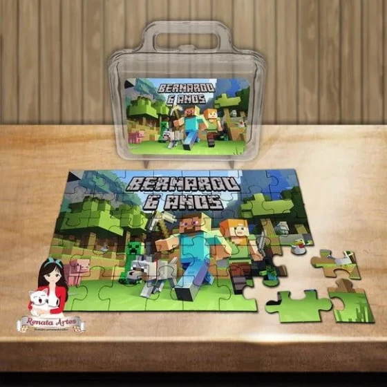 Quebra Cabeça Personalizado na Maleta Minecraft