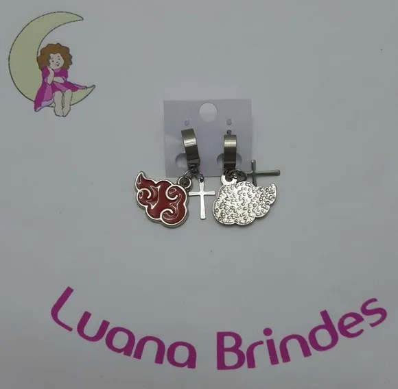 Brinco Desenho Animes 8 de Metal Prateado - 4cm - 1 par