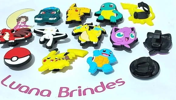 Pins para Cadarço Pokemon Emborrachado Pacote com 10 Unidade