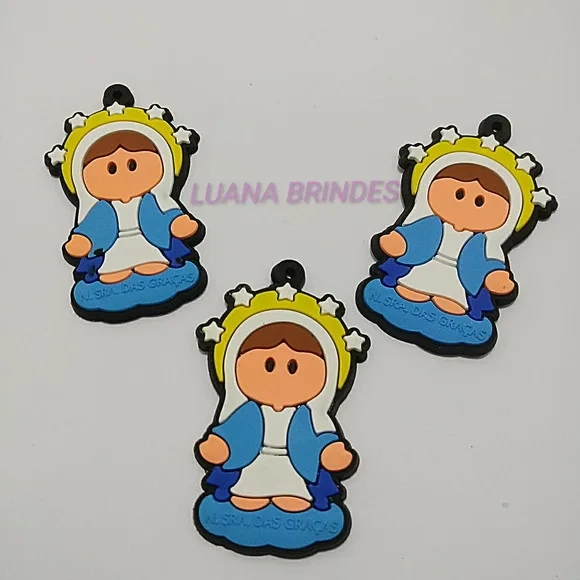 Pingente Nossa Senhora Graças de Borracha 5,3cm Pct 5 Unids