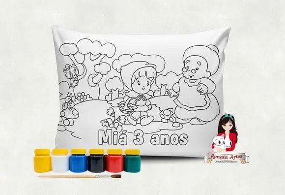 Almofada com Tinta para Colorir Chapeuzinho Vermelho
