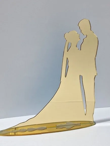 Topo de Bolo de Casamento Noivinhos Dourado 1 Unidade