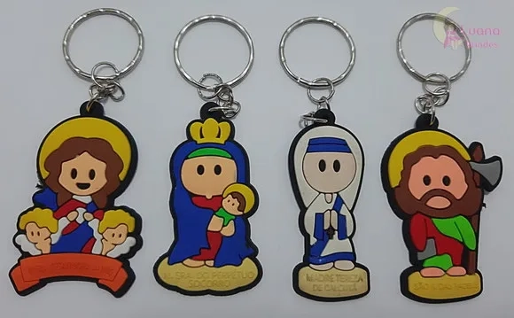 Chaveiros Santos Variados de Borracha - 1 Unidade