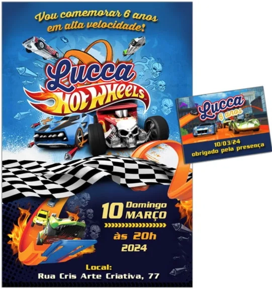 Convite Digital C/tag Hot Wheels 3