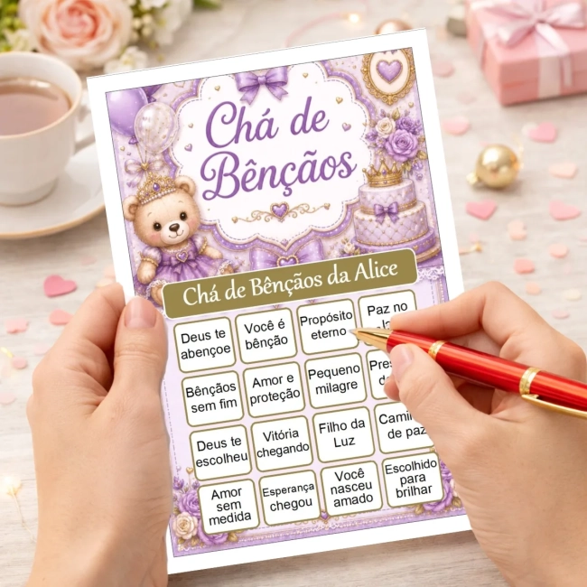 Bingo Chá de Bênçãos Menina PDF Para Imprimir