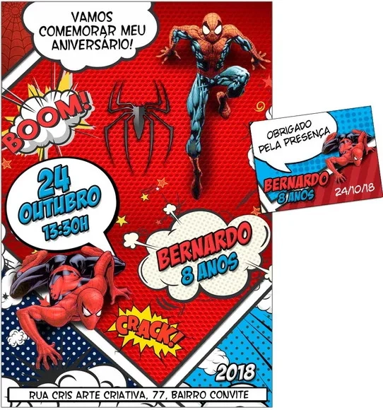 CONVITE DIGITAL C/TAG Cartoon Homem Aranha