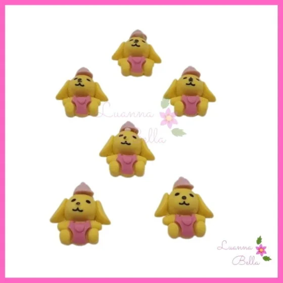 Aplique Cachorrinho Amarelo de Resina - Pct c/10 unidades