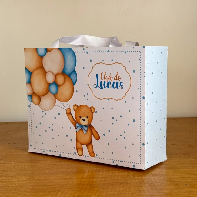 PEGUE E MONTE - Sacolinhas Personalizadas CHA DE BEBE URSINHO AZUL - Decoração de Festa | Lembrancinhas | Aniversário | Personalizados
