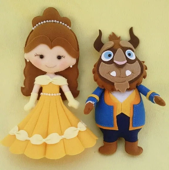 Kit com casal Bela e a Fera em feltro